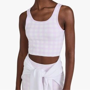 Sweaty Betty Lavender Gingham Crop Sports Top